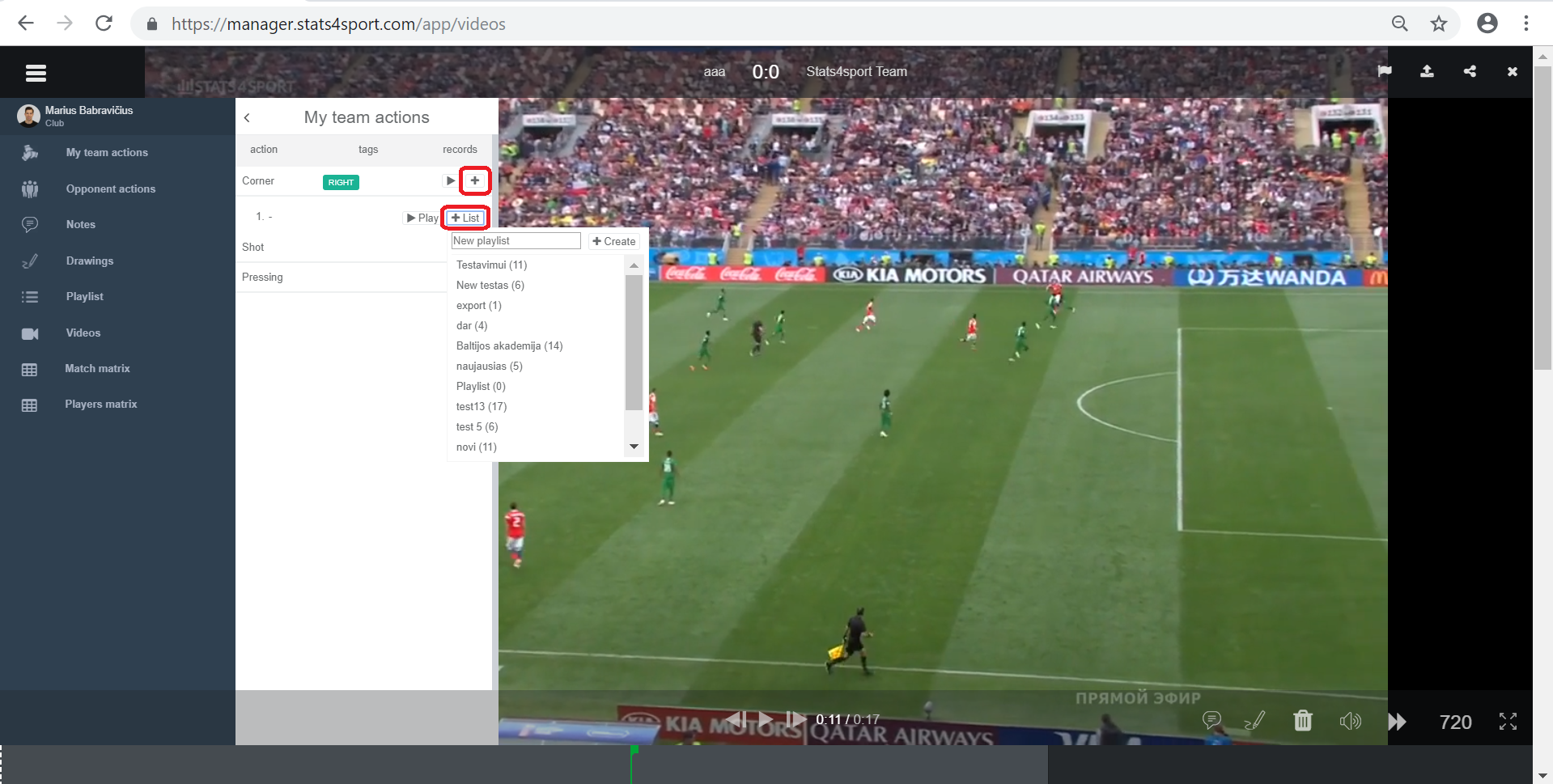 How to create playlist on video analysis — illustration