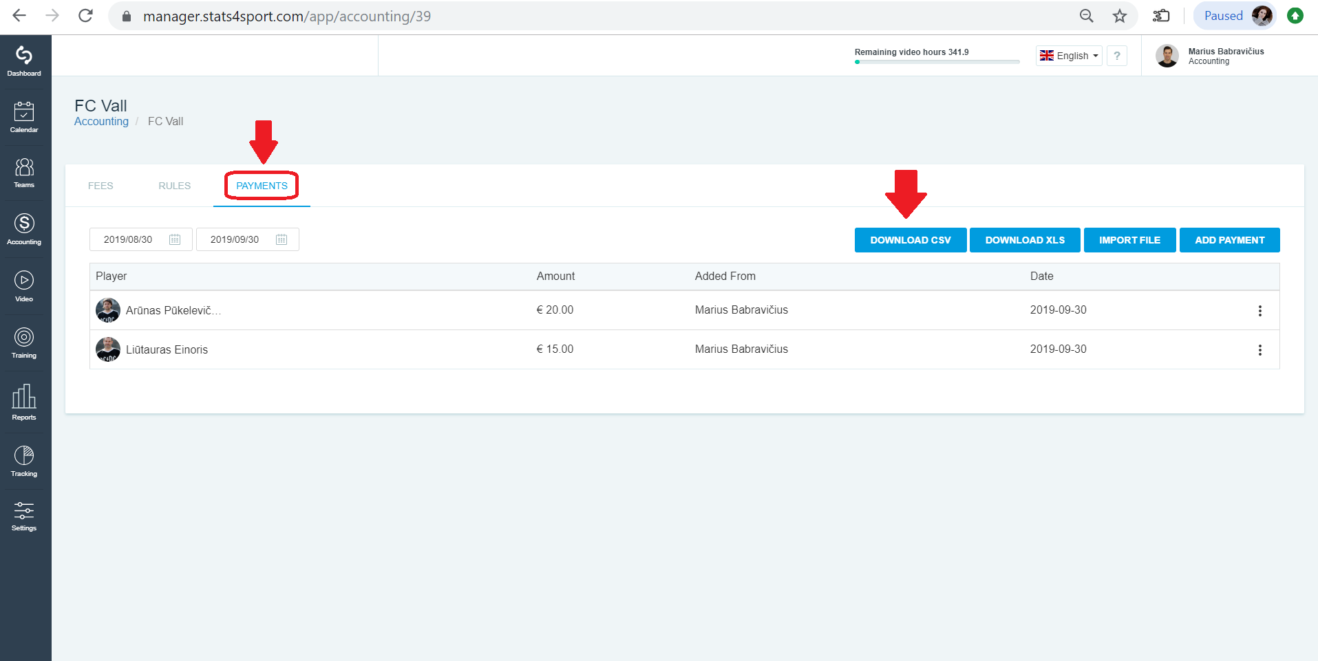 Download payment CSV — illustration