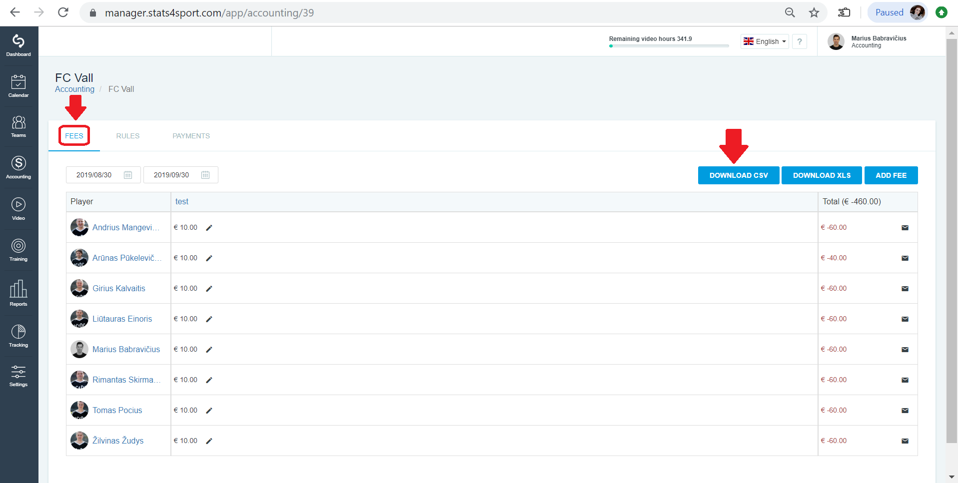 Download fees CSV — illustration