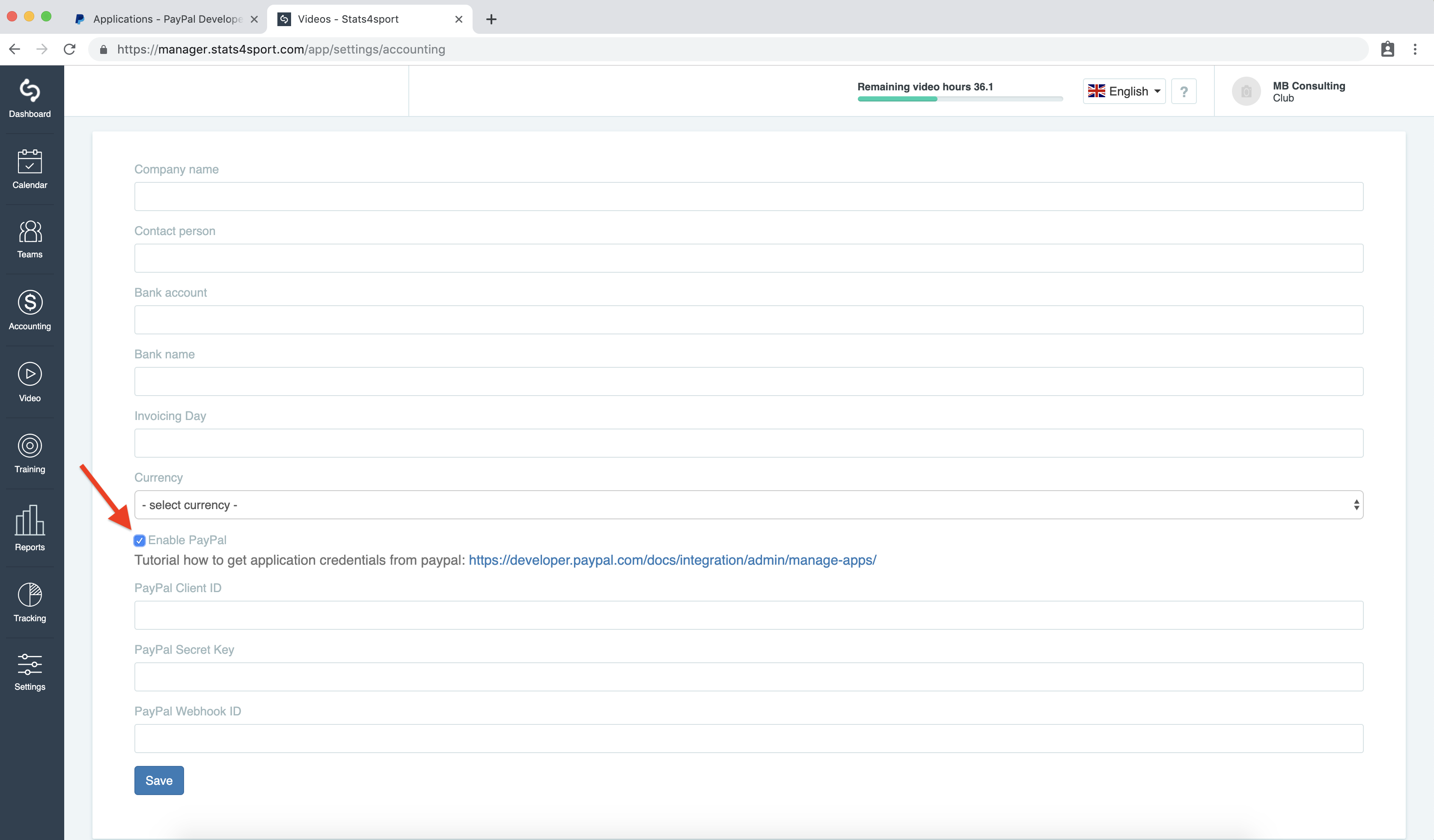 PayPal setup — illustration