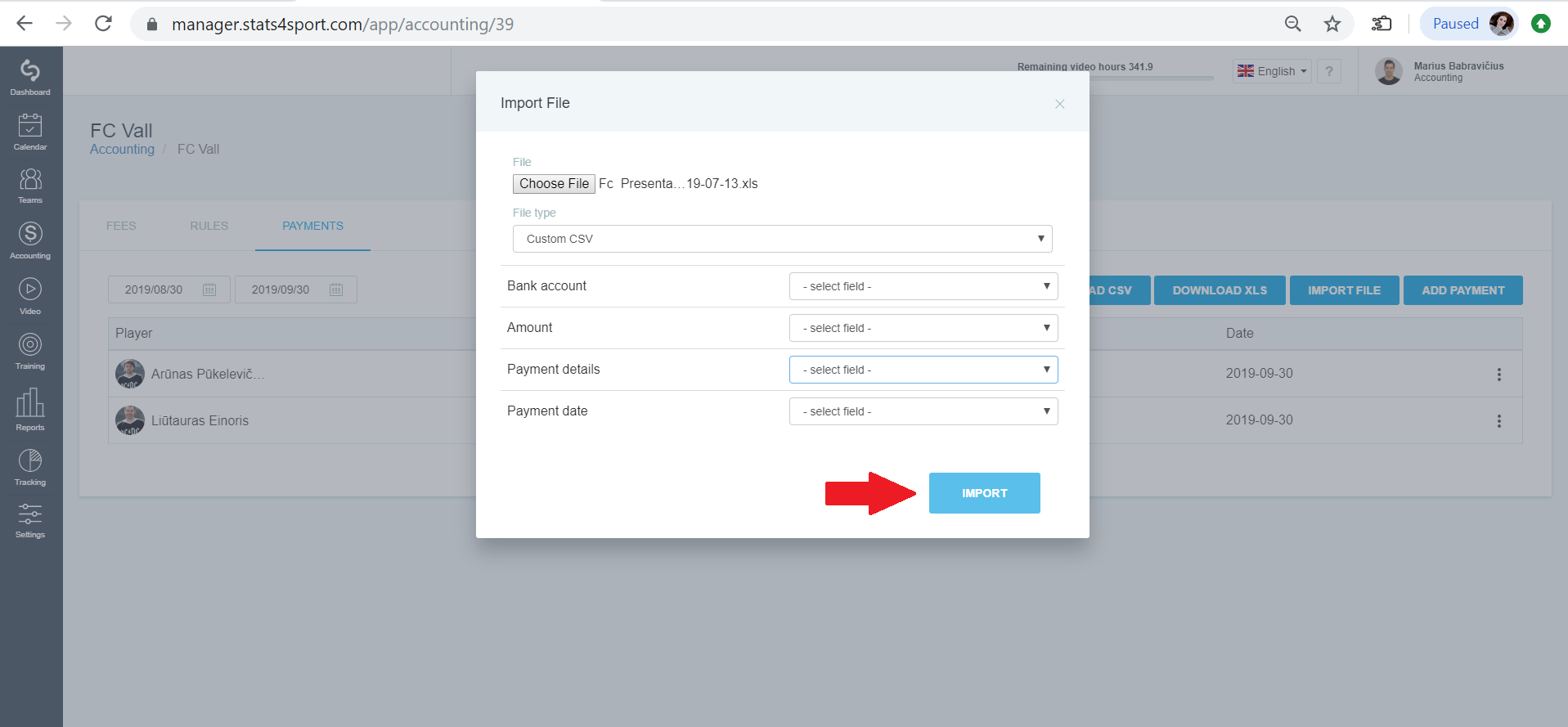 Import file for payments — illustration